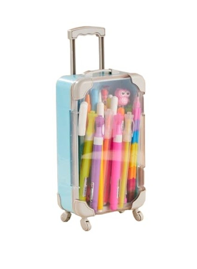 STANCRAY Mini Luggage Case, Double Sided Mini Trolley Suitcase Candy Box for Lashes, Cosmetics, Stationery and Candy Doll Travel Storage Box Holder Organizer for Women Girls for Travel (Blue) - Image 1